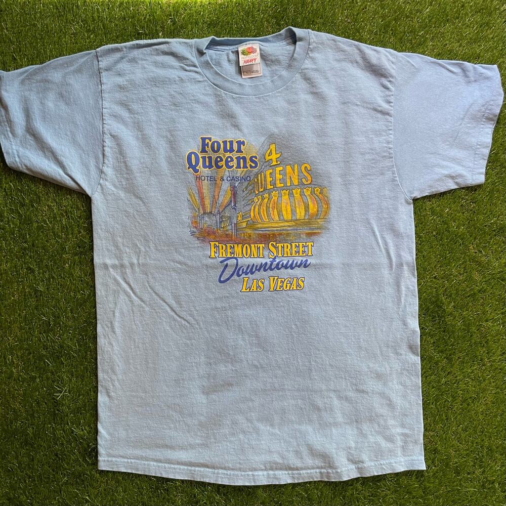 Vintage Baby Blue Four Queens Casino Shirt Size L